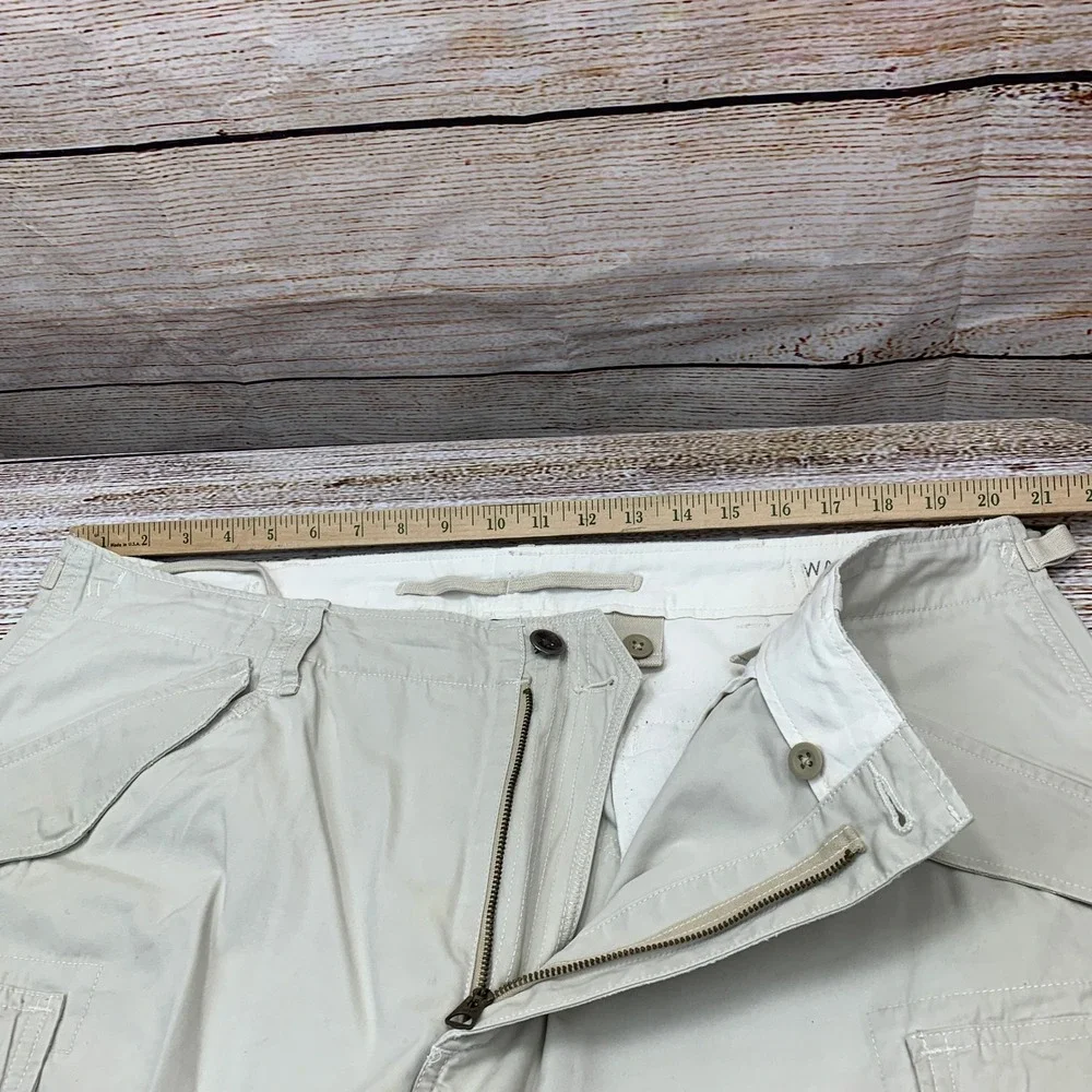 Polo Ralph Lauren Cargo Shorts Mens Waist 40 Beige Cotton Drawstring Hem Utility